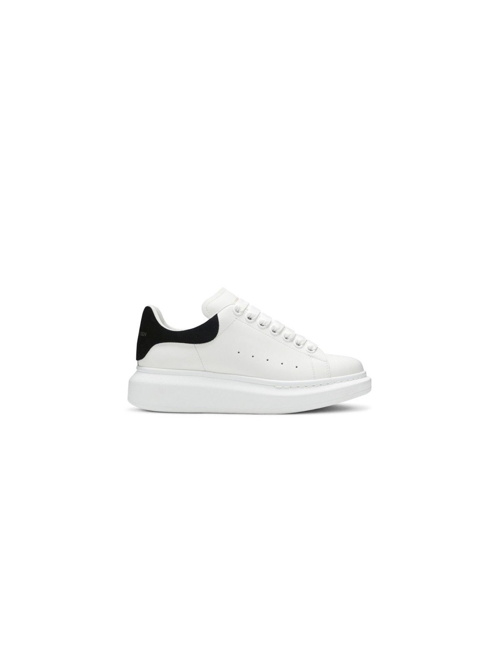 Alexander McQueen White Leather Sneakers with Black Heel Tab